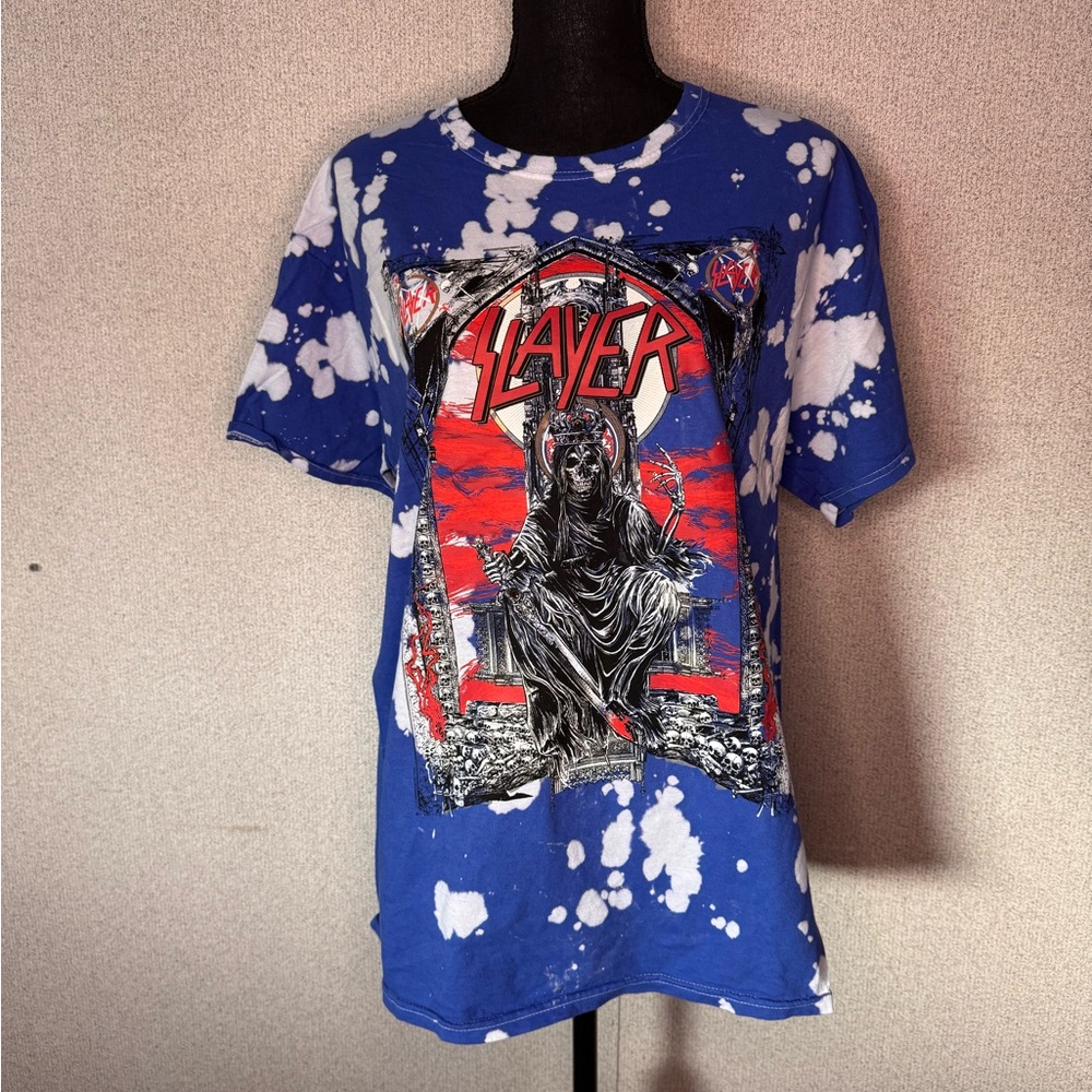 Slayer Graphic Blue Tie-Dye T-Shirt